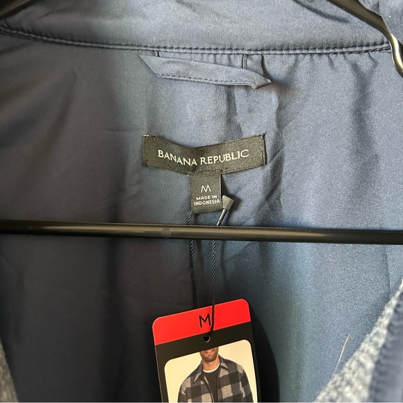 Banana Republic Men’s Medium Flannel Navy Outdoorsman Lightweight Shacket Jacket - Picture 4 of 12